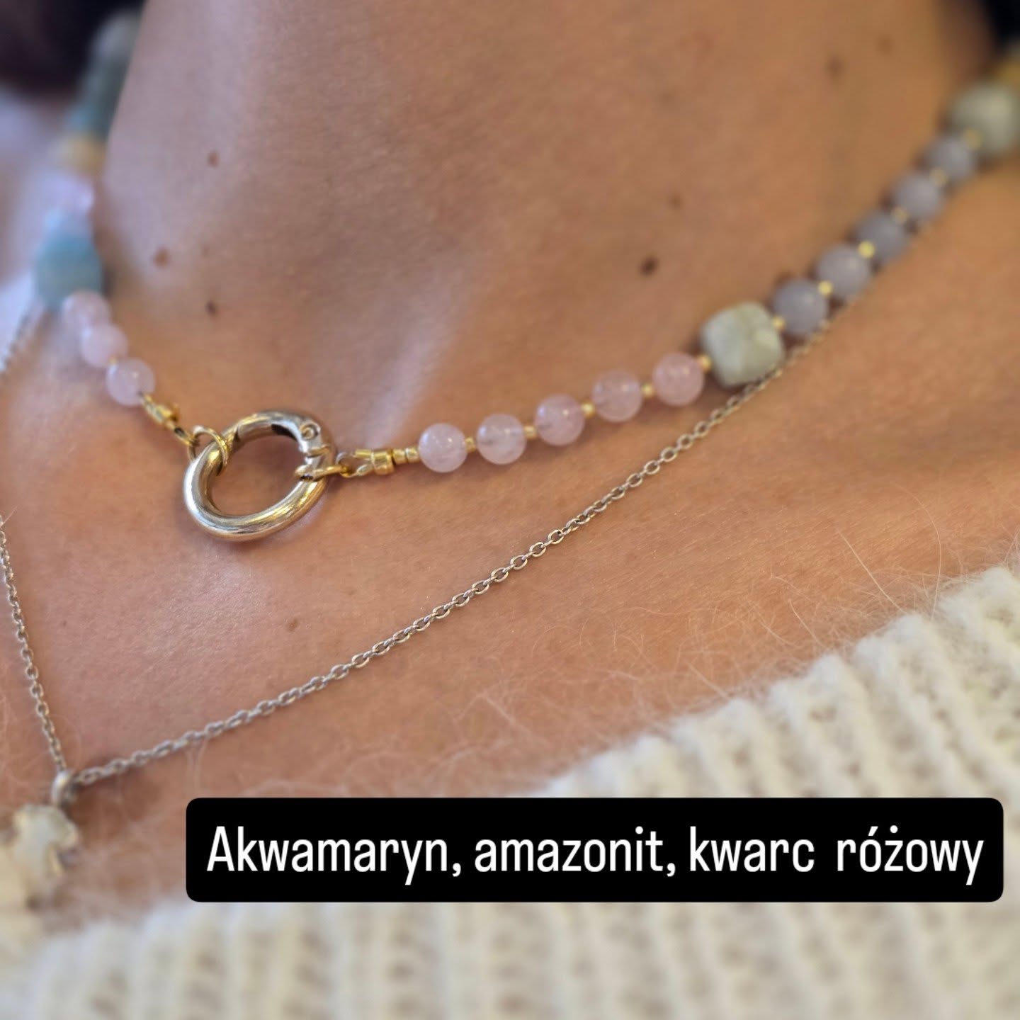 Naszyjnik Akwamaryn i Amazonit